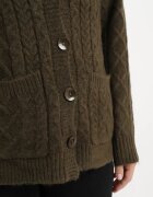 wool fashion Cardigan Verde închis cu decolteu în V cu împletitură Mallak