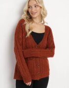 wool fashion Cardigan Vișiniu cu decolteu în V cu împletitură torsadă Mallak