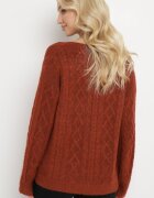 wool fashion Cardigan Vișiniu cu decolteu în V cu împletitură torsadă Mallak