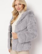 wool fashion Geacă Gri De blană Cu glugă Daviella