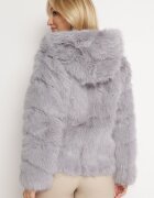 wool fashion Geacă Gri De blană Cu glugă Daviella