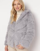 wool fashion Geacă Gri De blană Cu glugă Daviella