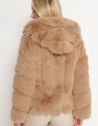 wool fashion Jachetă bej închisă de blană cu glugă Daviella