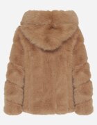 wool fashion Jachetă bej închisă de blană cu glugă Daviella