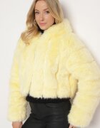 wool fashion Jachetă Galbenă de blană cu croi scurt matlasat Hemeriana