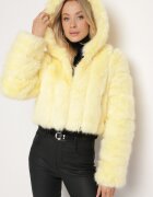 wool fashion Jachetă Galbenă de blană cu croi scurt matlasat Hemeriana