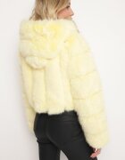 wool fashion Jachetă Galbenă de blană cu croi scurt matlasat Hemeriana