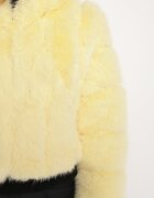 wool fashion Jachetă Galbenă de blană cu croi scurt matlasat Hemeriana