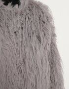 wool fashion Jachetă gri deschis de blană cu croială dreaptă cu agrafe Siarale