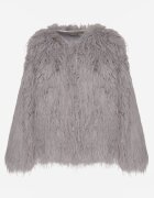 wool fashion Jachetă gri deschis de blană cu croială dreaptă cu agrafe Siarale