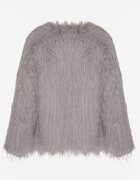 wool fashion Jachetă gri deschis de blană cu croială dreaptă cu agrafe Siarale