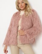 wool fashion Jachetă Roz de blană cu croi drept încheiată cu copci Siarale