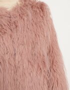 wool fashion Jachetă Roz de blană cu croi drept încheiată cu copci Siarale