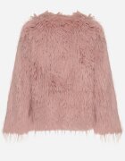 wool fashion Jachetă Roz de blană cu croi drept încheiată cu copci Siarale