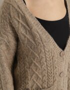 wool fashion Kardigan Bej cu Decolteu în V torsadat Mallak