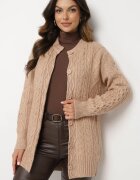 wool fashion Kardigan bej închis deschis decorat cu model în relief Melorisse