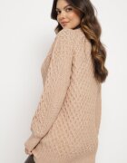 wool fashion Kardigan bej închis deschis decorat cu model în relief Melorisse