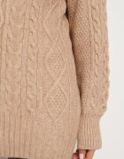 wool fashion Kardigan bej închis deschis decorat cu model în relief Melorisse