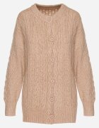 wool fashion Kardigan bej închis deschis decorat cu model în relief Melorisse