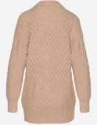 wool fashion Kardigan bej închis deschis decorat cu model în relief Melorisse