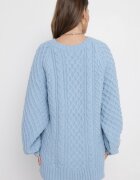 wool fashion Pulover Albastru deschis cu o croială alungită și cu o împletitură Ahexa modernă