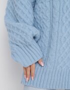 wool fashion Pulover Albastru deschis cu o croială alungită și cu o împletitură Ahexa modernă