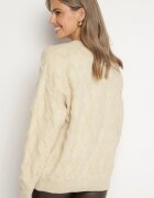 wool fashion Pulover Bej cu croială lejeră cu model și manșete elastice Elondrae