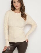wool fashion Pulover Bej cu Viscoză Decorat cu gofraj Savinia