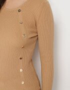 wool fashion Pulover Bej Decorat cu Capse Metalice Corettina