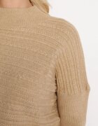 wool fashion Pulover Bej deschis cu Lână cu Croială Asimetrică cu Relief Sarositte