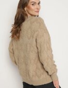 wool fashion Pulover bej închis cu croi lejer și cu tricotaj modelat cu benzi elastice Elondrae