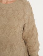 wool fashion Pulover bej închis cu croi lejer și cu tricotaj modelat cu benzi elastice Elondrae