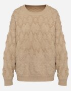 wool fashion Pulover bej închis cu croi lejer și cu tricotaj modelat cu benzi elastice Elondrae