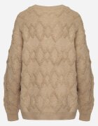 wool fashion Pulover bej închis cu croi lejer și cu tricotaj modelat cu benzi elastice Elondrae