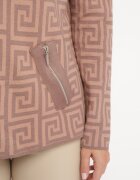 wool fashion Pulover Bej închis cu guler semi-înalt cu model geometric și fermoare decorative Waqaia