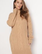 wool fashion Pulover Bej Lejer cu torsade Sentlia