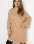 wool fashion Pulover Bej Lejer cu torsade Sentlia