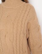 wool fashion Pulover Bej Lejer cu torsade Sentlia