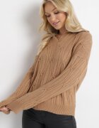 wool fashion Pulover Clasic Maro cu Împletitură Decorativă Mulls