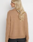 wool fashion Pulover Clasic Maro cu Împletitură Decorativă Mulls