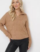 wool fashion Pulover Clasic Maro cu Împletitură Decorativă Mulls