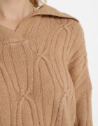 wool fashion Pulover Clasic Maro cu Împletitură Decorativă Mulls