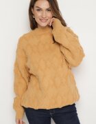 wool fashion Pulover Galben cu Croială Lejeră și Tricotaj Modelat cu Borduri Elastice Elondrae