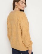 wool fashion Pulover Galben cu Croială Lejeră și Tricotaj Modelat cu Borduri Elastice Elondrae