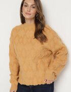 wool fashion Pulover Galben cu Croială Lejeră și Tricotaj Modelat cu Borduri Elastice Elondrae