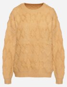 wool fashion Pulover Galben cu Croială Lejeră și Tricotaj Modelat cu Borduri Elastice Elondrae