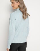 wool fashion Pulover golf albastru deschis cu model în relief și manșete Melodiea