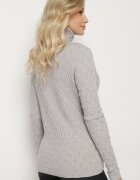 wool fashion Pulover Gri cu Viscoză Decorat cu Model în relief și Fir Metalic Ilamirael