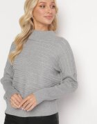 wool fashion Pulover Gri din Lână cu Croi Asimetric cu Imprimeu Sarositte