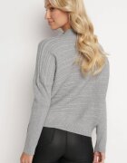 wool fashion Pulover Gri din Lână cu Croi Asimetric cu Imprimeu Sarositte